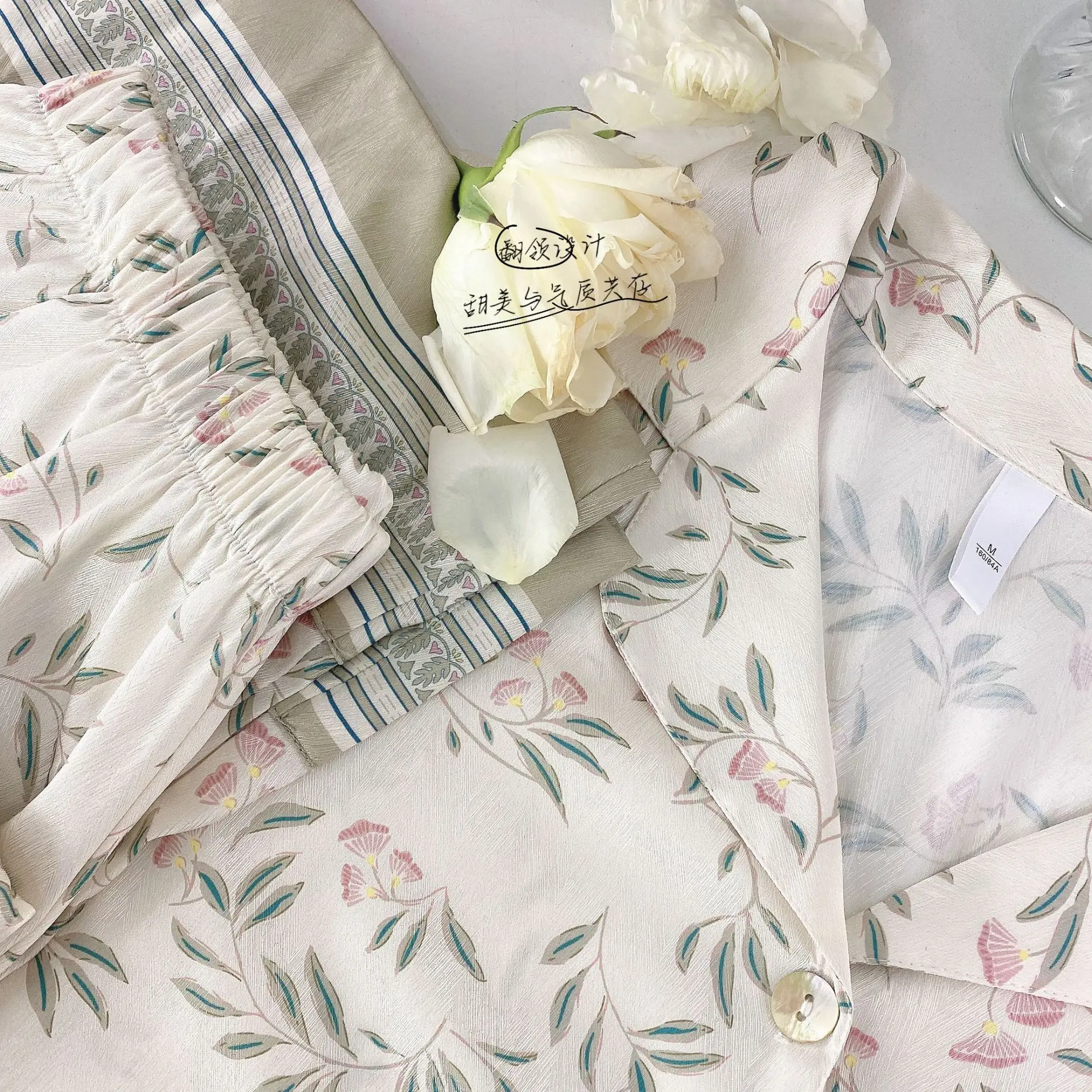 Lapel Print Pajamas Sleep Suit Women Satin Nightwear Homewear Casual Long Sleeve Shirt&Trousers Pijamas Set Spring Sleepwear