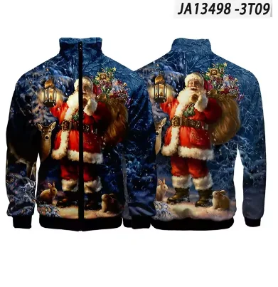 2024 The most popular Funny Christmas Men's Zipper Jacket for Father and Son 3D Y2K Clothes Warm Gift