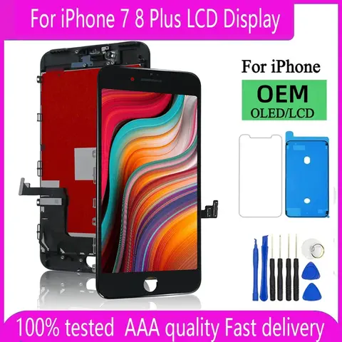 Pantalla de prueba de 100% para iPhone 7, 8 Plus, pantalla LCD con montaje de digitalizador con pantalla táctil 3D para iPhone 7 8 Plus, reemplazo de pantalla