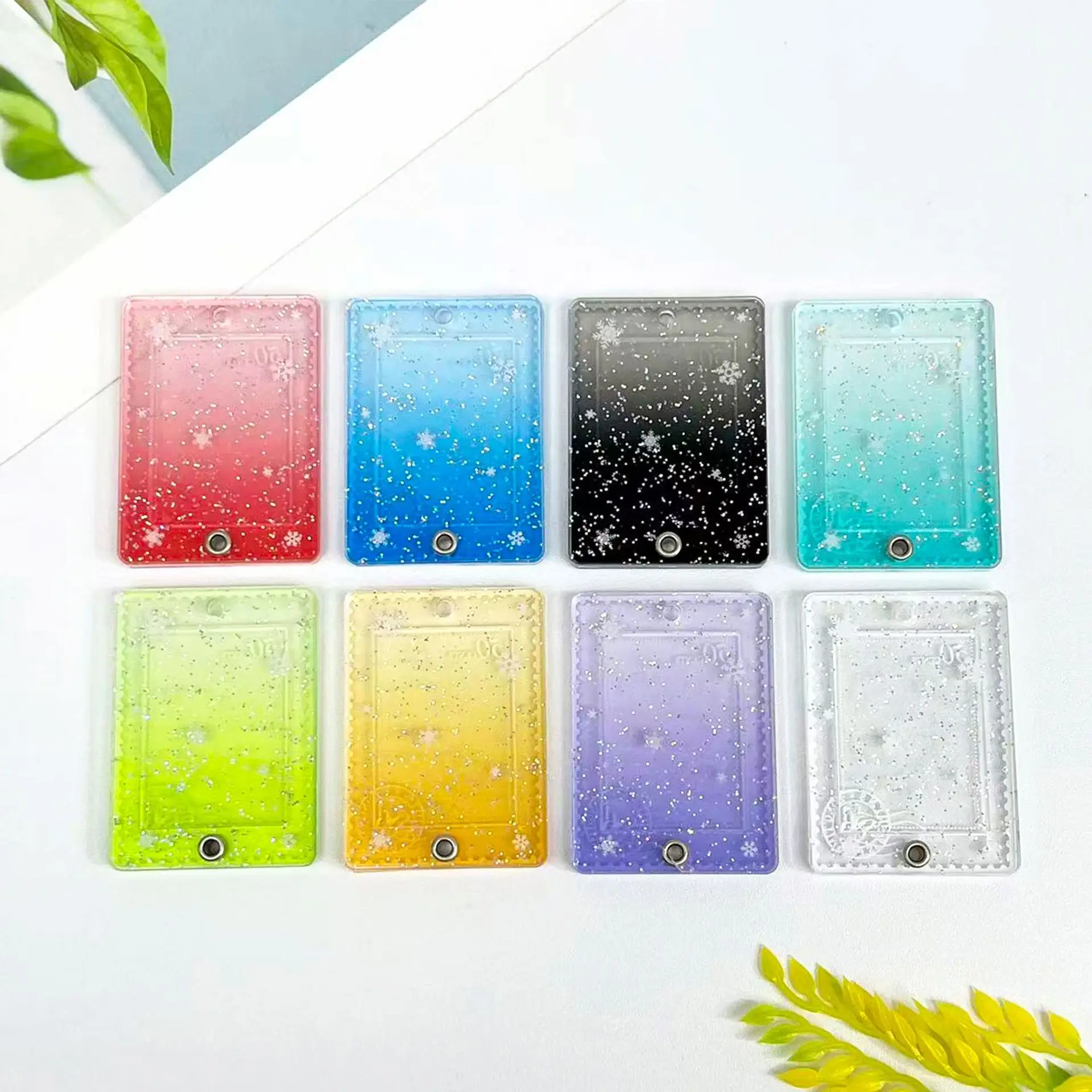 Creative Stamps Photo Frame Keychain Acrylic 1 Inch Photo Card Holder Organizer Idol Photo Storage Pendant Slide Card Case