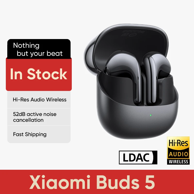 

Global Versio Xiaomi Buds 5 TWS Earphone Bluetooth 5.4 AI Active Noise Cancelling Recording Voice to Text Conversion IP54