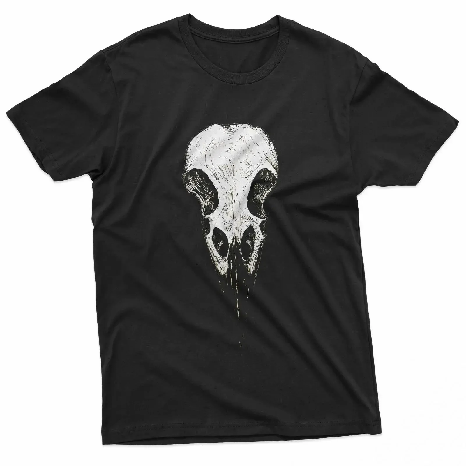 Raven Skull Occult Death Goth Witchcraft T Shirt vintage Washed Soft Slightly Stretched designer clothes Casual Breathable