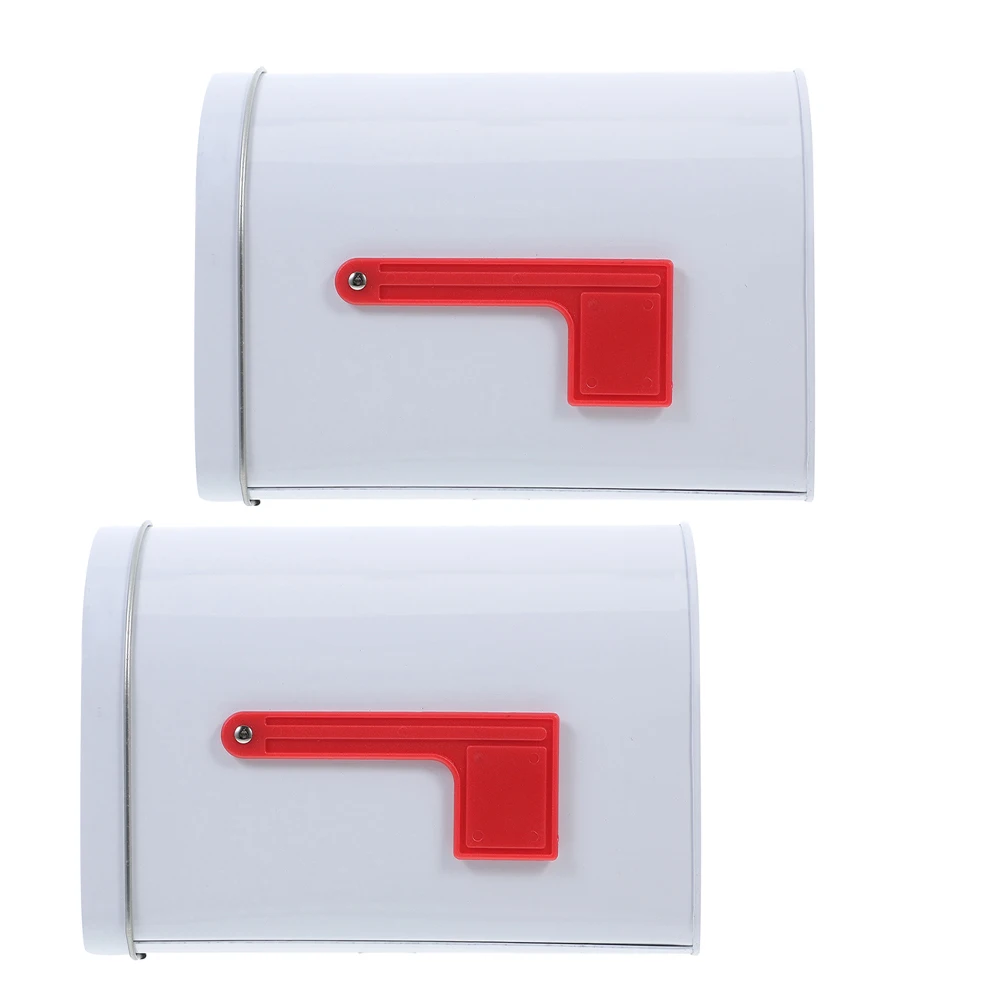 

2Pcs Tinplate Mailbox Vintage Retro Decorative Metal Boxes Letter Storage Organizer for Desk Small Item Holder