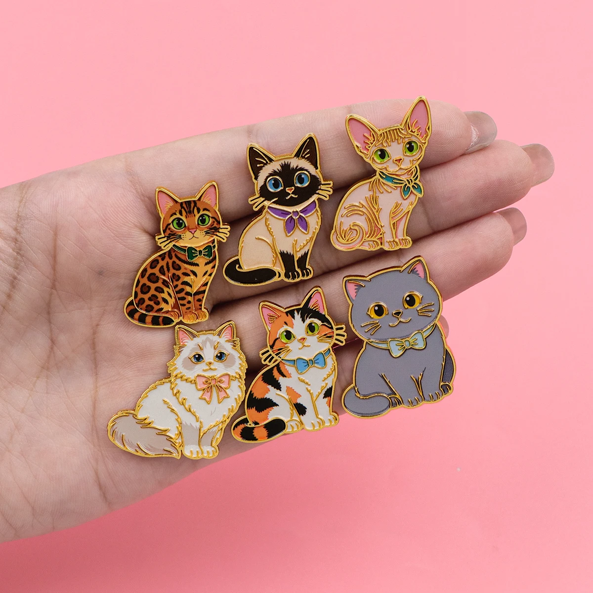Flowers Enamel Pin Cartoon Cat Badge On Backpack Lapel Pins Cute Brooches for Jackets Cosplay Accessories Gift Toys view 2