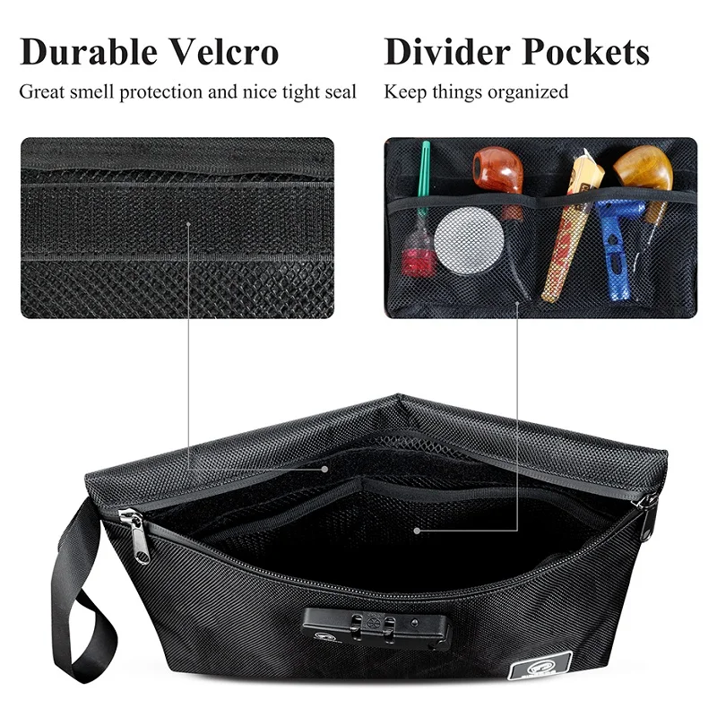 Smell Proof Smoking Tobacco Bag Case Pouch Tobacco Pouch Bag with Lock Herb Tobacco Storage Bag Smoking Stash Travel Storage Bag