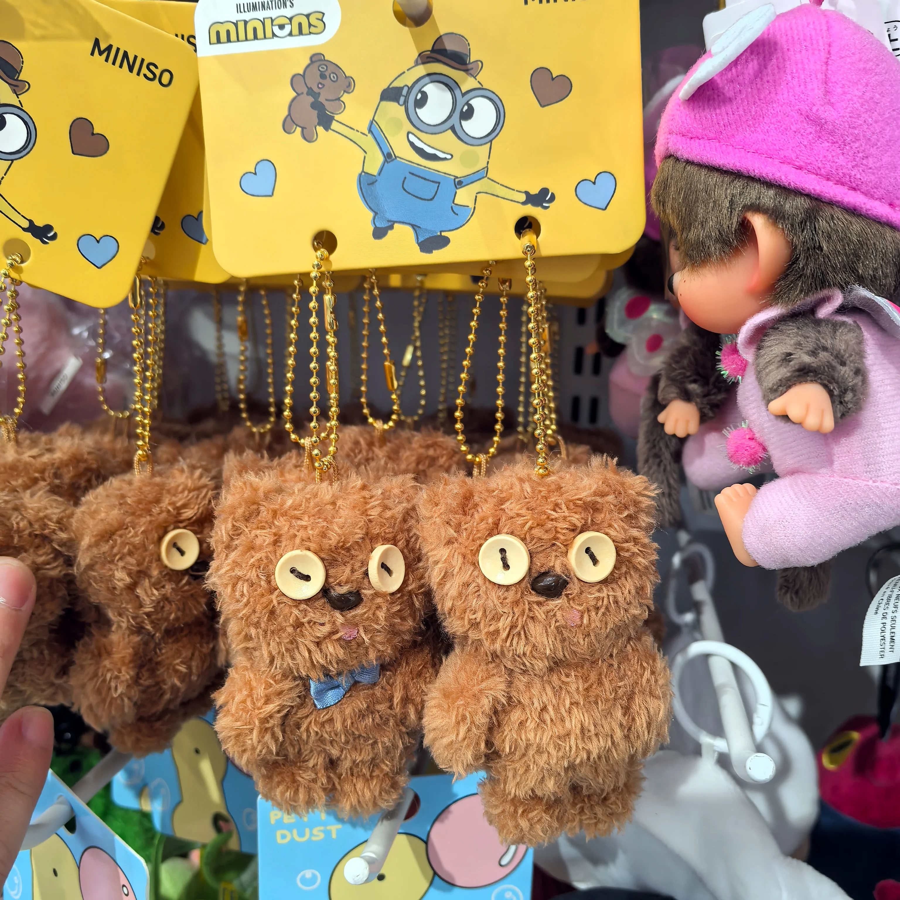 

Minions TIM Dual Plush Keychain Set, Cute Cartoon Character Doll Keyring Accessories for Bags Fans Gift