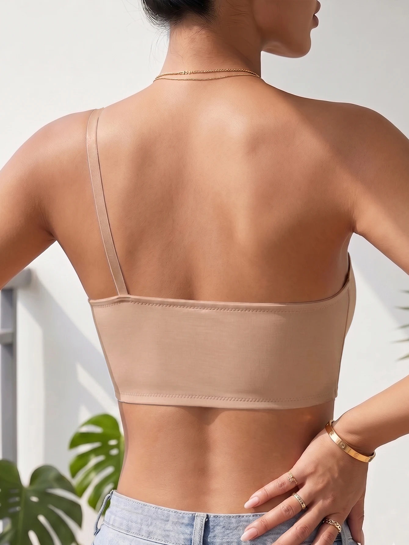 Nahtloser One-Shoulder-BH für Damen mit Frontverschluss, bequem, ohne Futter, kabellose Unterwäsche – Detail 24