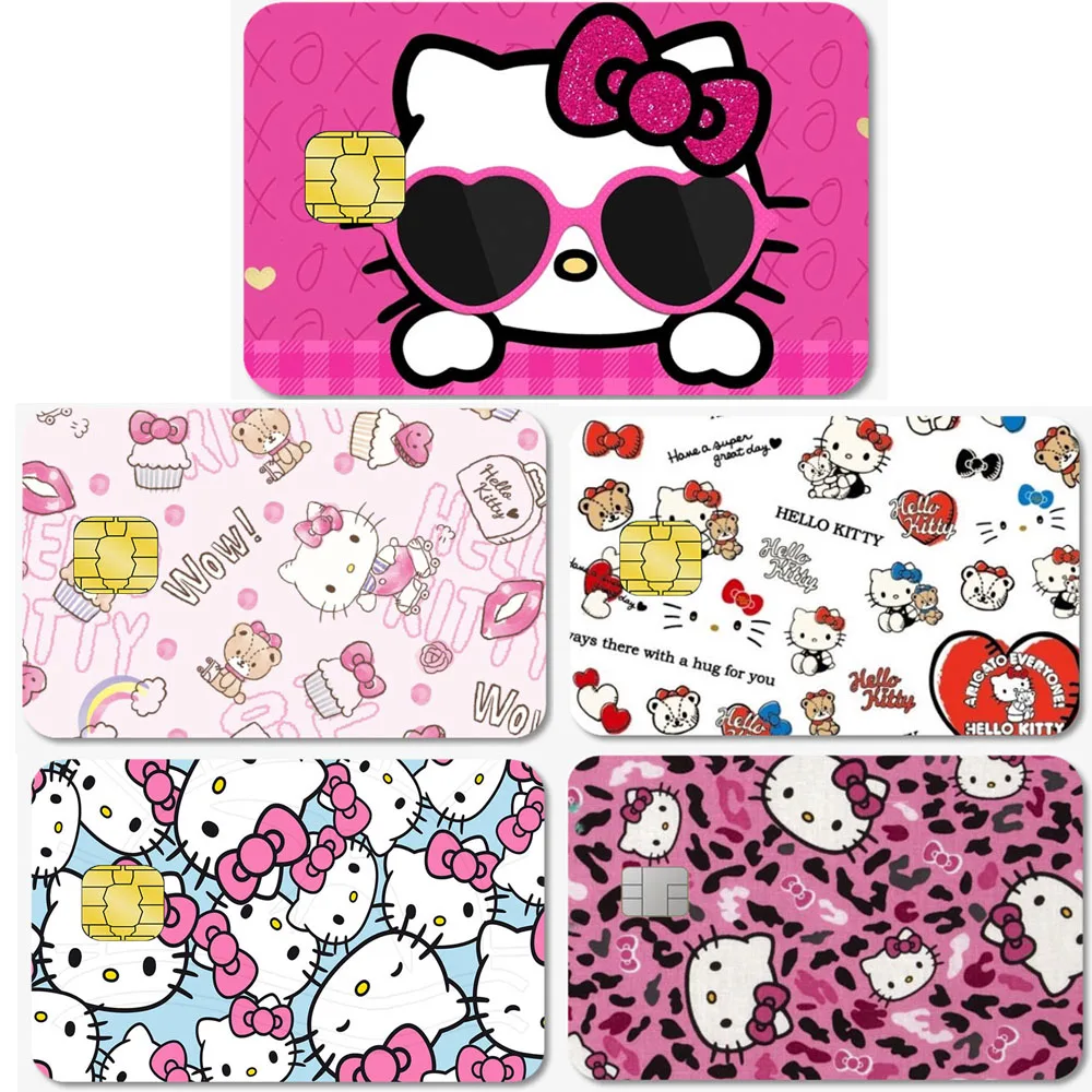 Capa do filme dos desenhos animados para cartão de débito de crédito Adesivo de pôquer impermeável Capa de pele Hellokitty Melody Anime