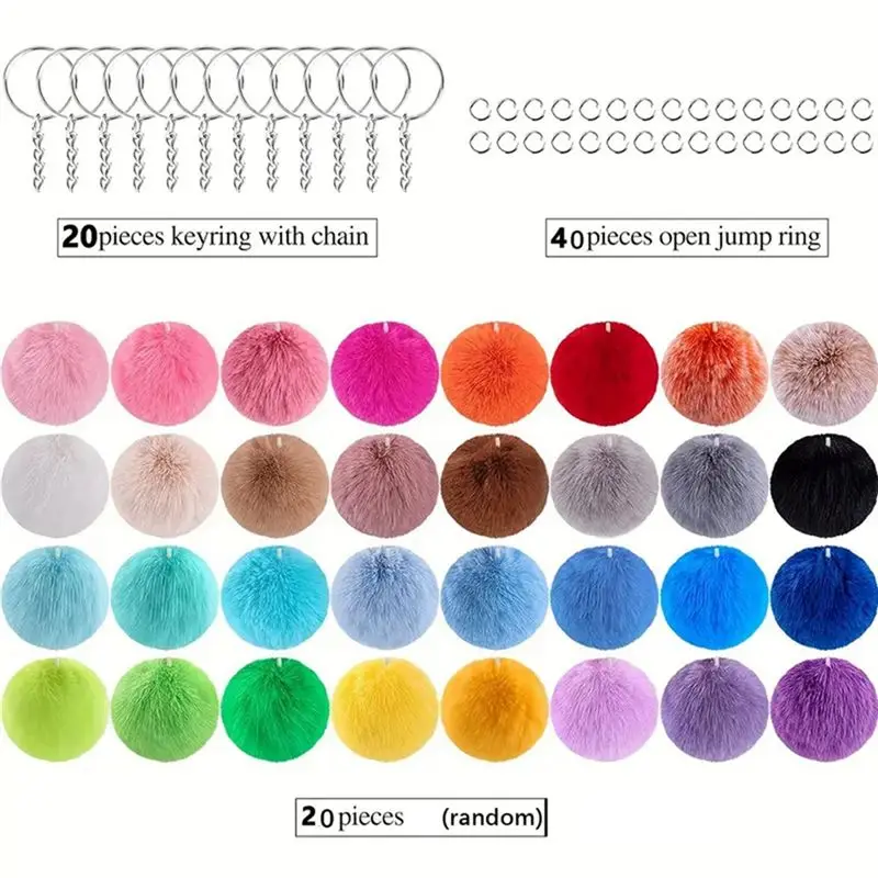 Keychain Pom Pom Keyrings Keychain Ball For Women Soft Plush Charm Keyring Colorful Keychain Making Tools Eco-Friendly