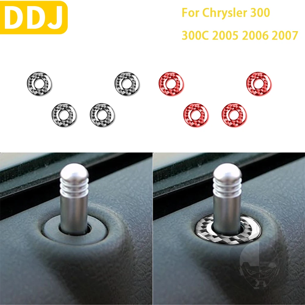 

For Chrysler 300 300C 2005 2006 2007 Car Accessories Interior Carbon Fiber Door lock ring Trim Sticker Modification