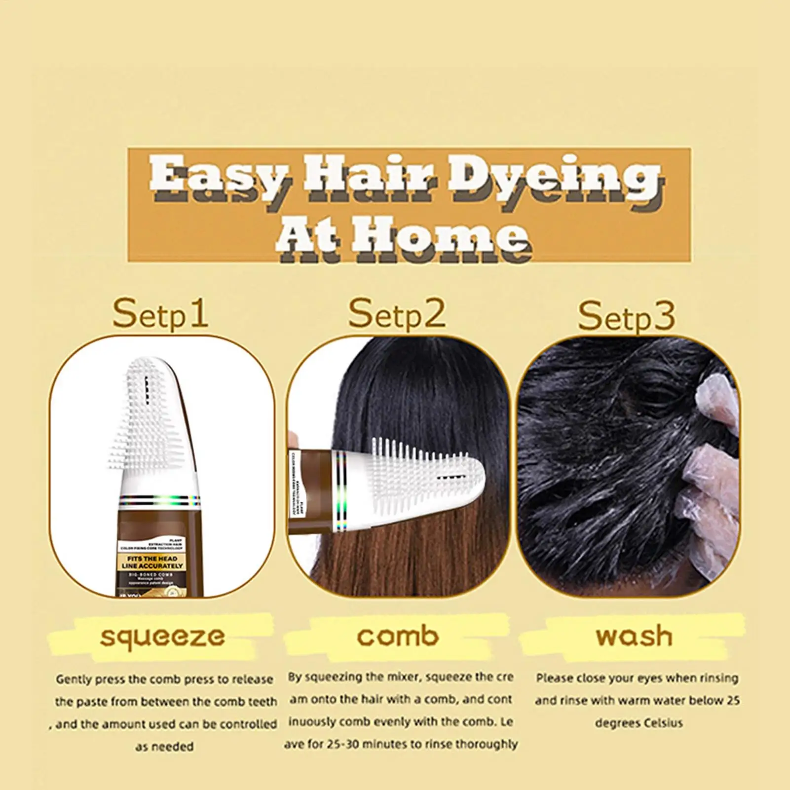 Hair Dye with Comb For Men Women, Touchup Color Applicator for Home Salon Travel Party Costume Performance Cosplay Stage