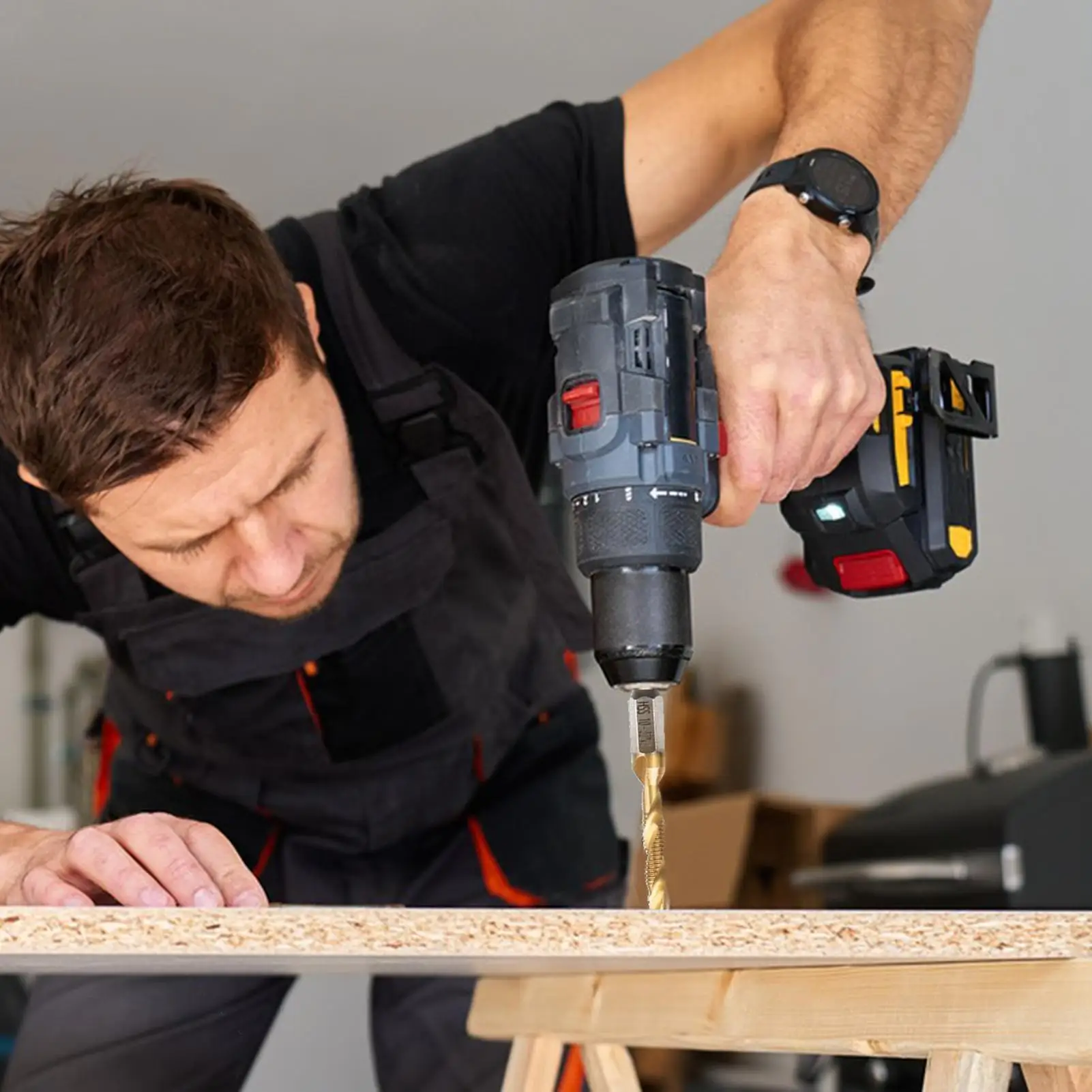 

Combination Drill Tap Bit Set 13 Pieces Titanium Power Tool Accessories Metric Tap Drill Bit Set for Deburring Countersinking