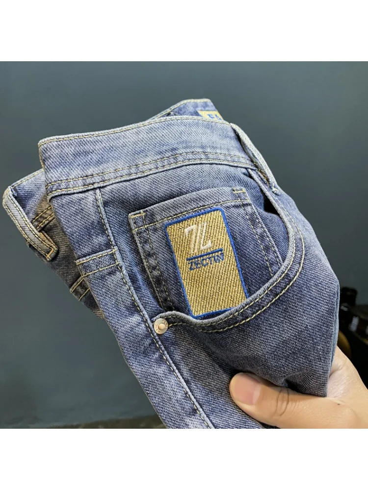 Pencil Pants Loose Jeans Men's Spring New Fashion Brand Slim Fit Ankle Tight Trousers High-End Embroidery Men's Casual Pants