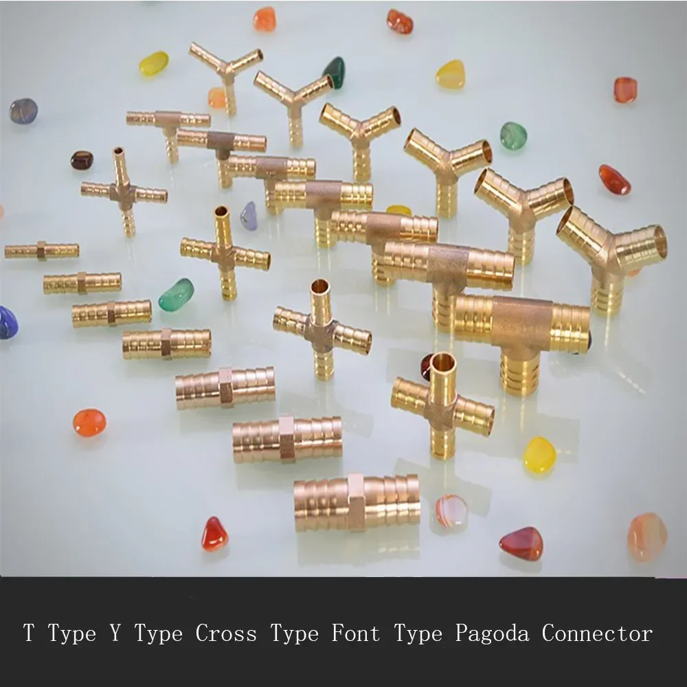 

Hose Pipe Fitting Copper Pagoda Joint Fast Insert T-type Three-way Four-way 6/8/10/12/16 mm Gas