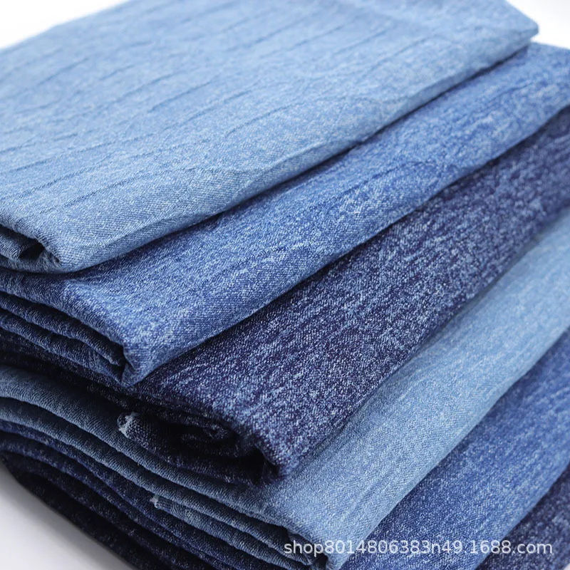 

Manufacturer Wholesale Soft Elastic Hand Wipe White Jacquard Washed Denim Fabric Clothing Fabric Thick