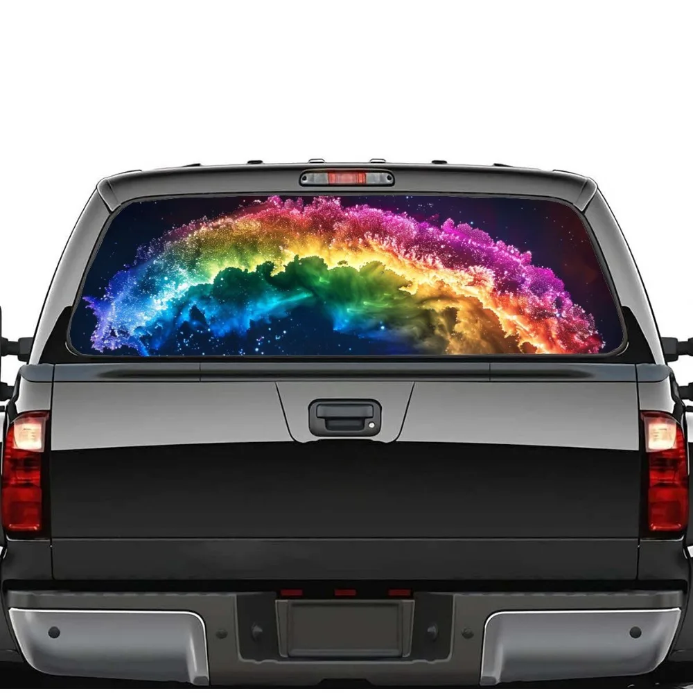 

Vivid Rainbow Color Surge Car Rear Window Vinyl Wraps, Waterproof Self-adhesive Car Vinyl Wraps, Surface Protection, Personalize