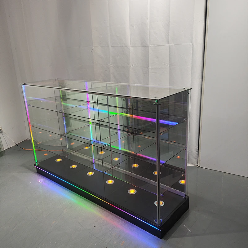 custom.Keway Custom Large Size Glass Display Cabinets with Metal Frame Jewelry Shop Led Lighting Commercial Use OEM/ODM Availabl