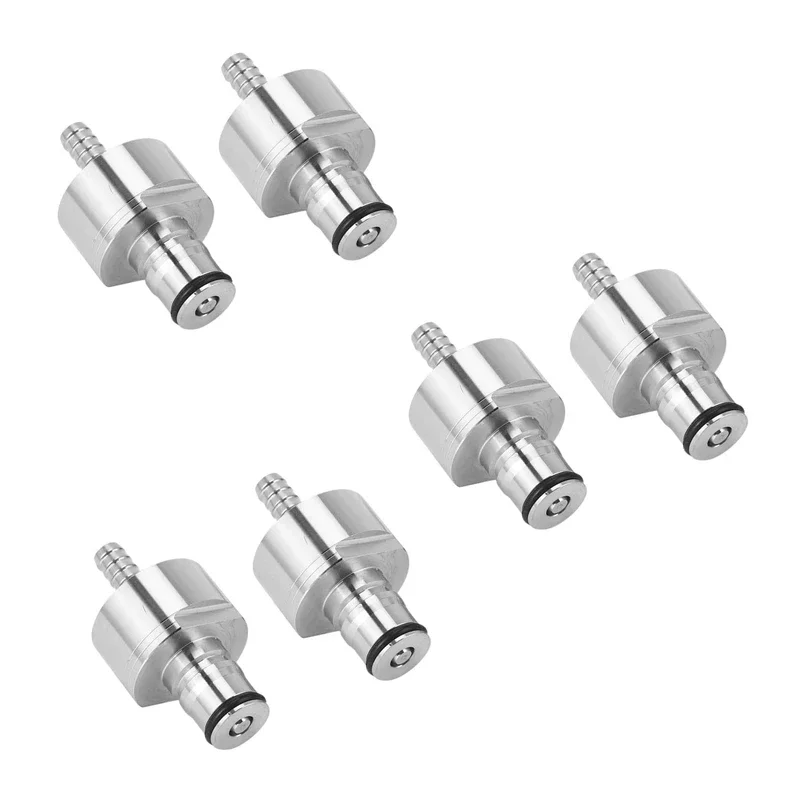 6Pcs 304 Stainless Steel Carbonation Cap 5/16 Inch Barb, Ball Lock Type, Fit Soft Drink PET Bottles, Homebrew Kegging