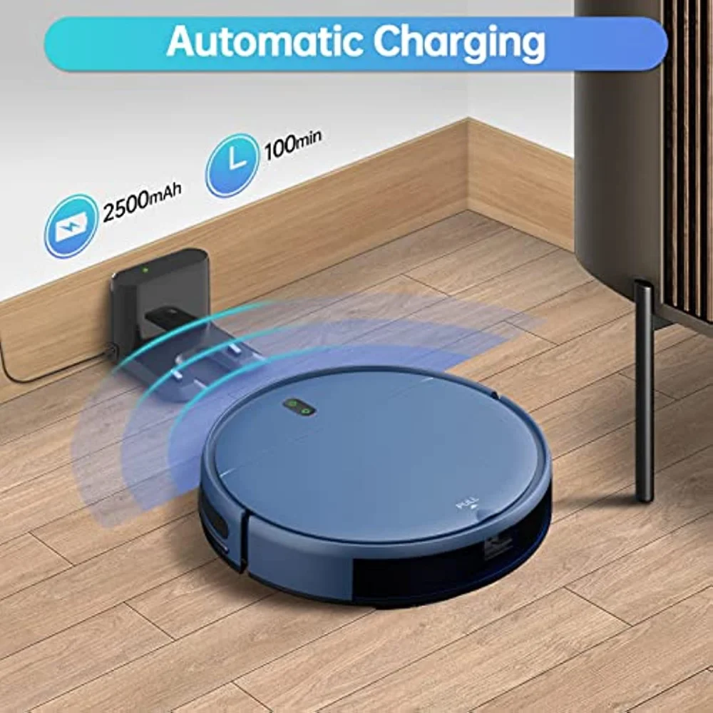 ZCWA-Aspirador Robô, Vacuum Robótico e Combinação de Mop, Compatível com Alexa, WiFi, Aplicativo, Auto-Carregamento, Tanque de Água 230ml, Azul