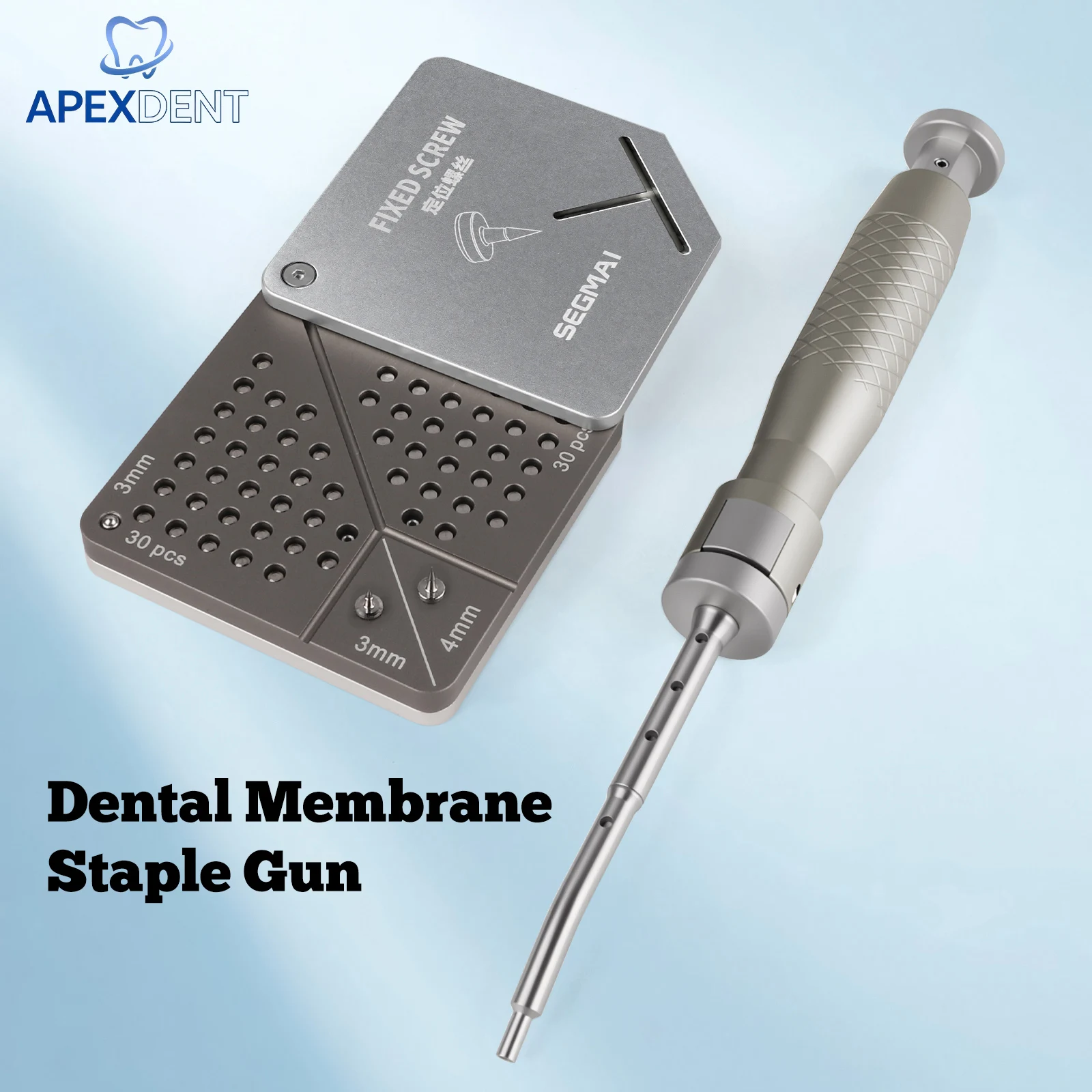 Dental Membrane Staple Gun with 60 Titanium Screws Implantation Manual One-Click Automatic Tacker Kit Dentistry Lab Instrument