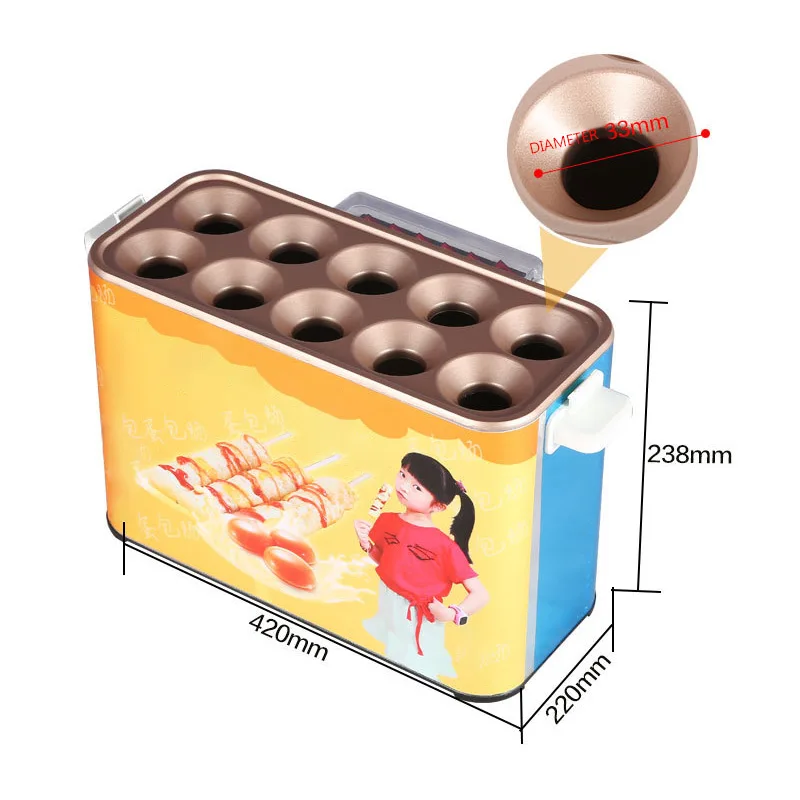 آلة سجق البيض التجارية آلة صنع لفائف البيض بعشرة فتحات آلة الوجبات الخفيفة آلة صنع سجق البيض الكهربائية