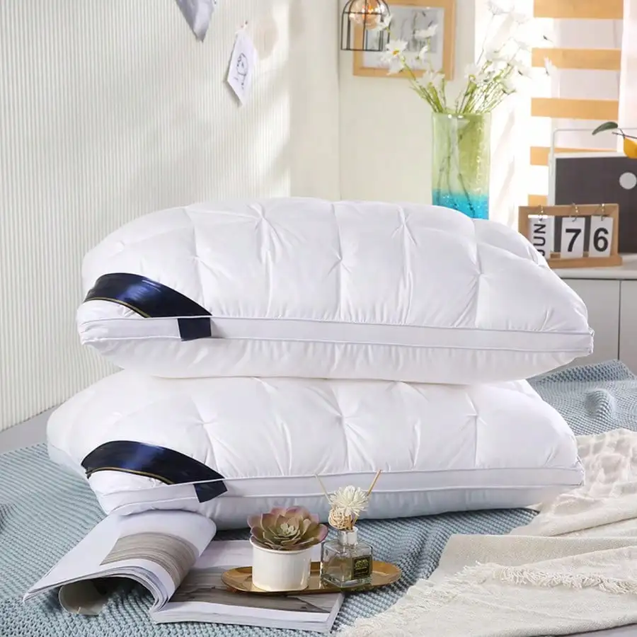 King-Size Pillow Set 2Pack, Soft, Fluffy, And Supportive Removable Pillowcases, Hotel-Style Standard/Affordable Pillow Set, Suitable For Back, Stomach, Or Side Sleepers, Home Goods, Bedroom Decor, Gift For Camping Essentials (White/Gray)