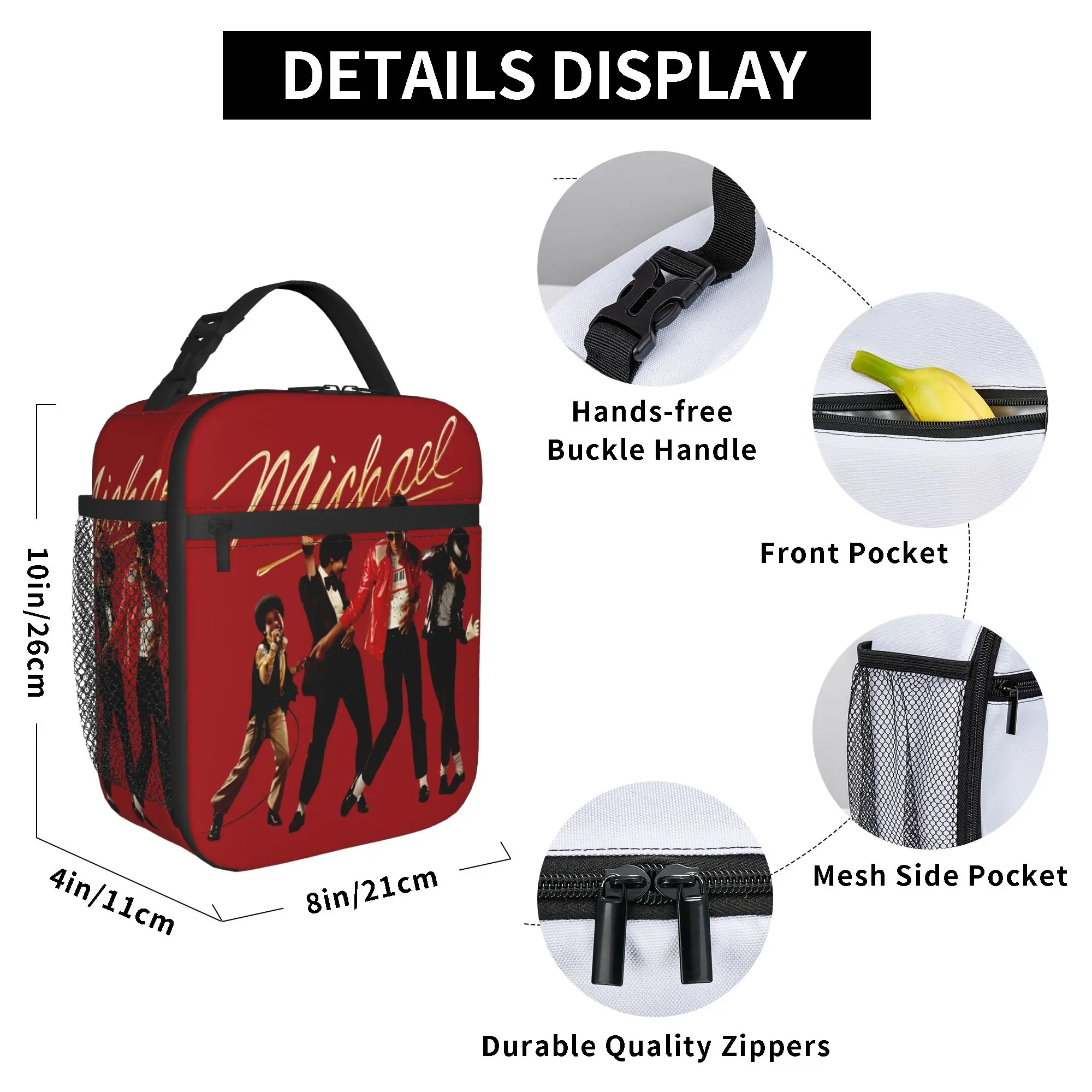 Story Michael Film 2026 Lunch Bag MJ Portable Lunch Box Women Travel Custom Cooler Bag Aesthetic Oxford Thermal Tote Handbags – Detail 6