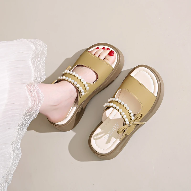 

Exquisite Cutting Line Ladies Summer Flat Sandals Flat Anti Slip Delicate Workmanship Student Outdoor Daily Shoes