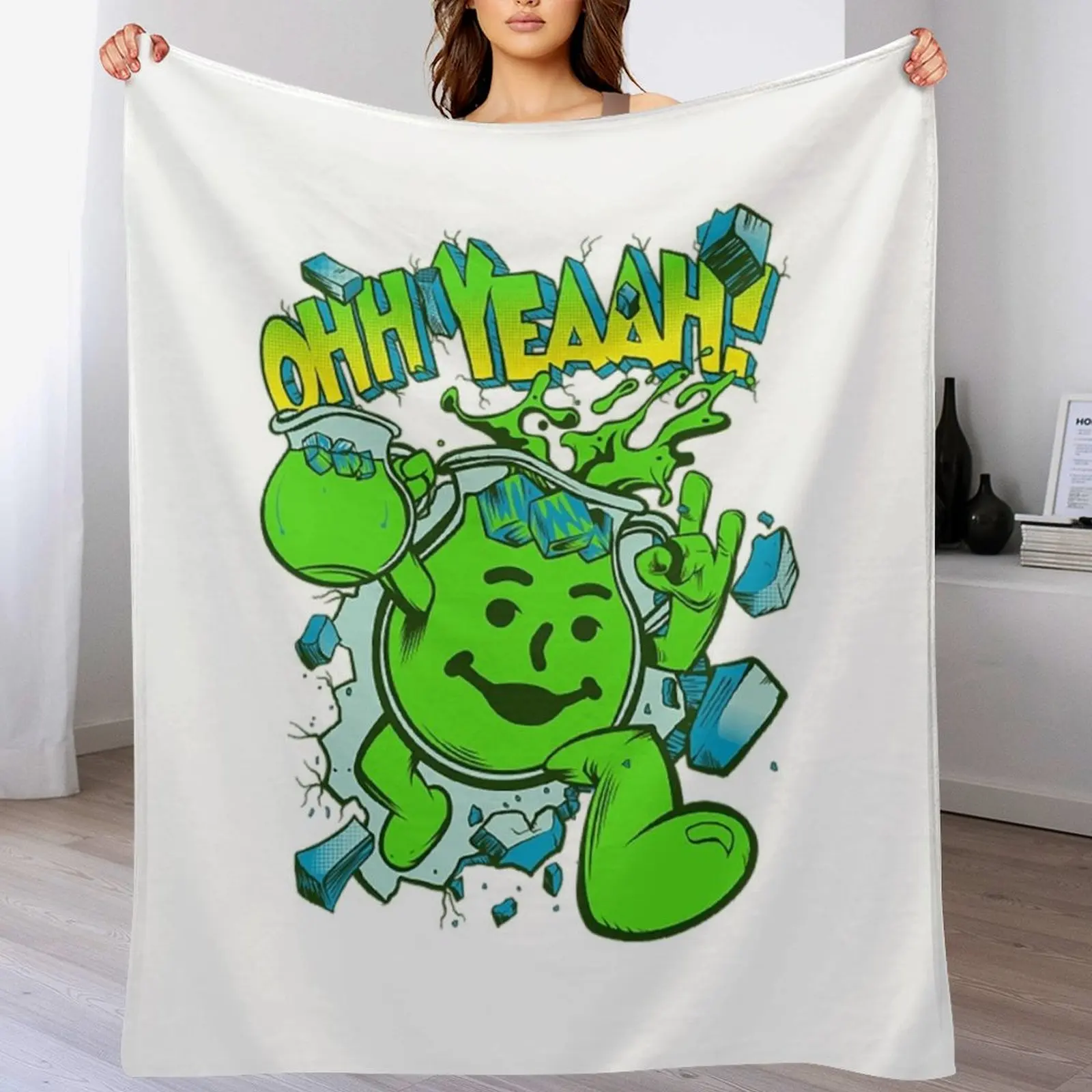 

OHH YEAH! Kool Aid Man Lime Throw Blanket Warm Plush Fuzzy Blanket for Living Room