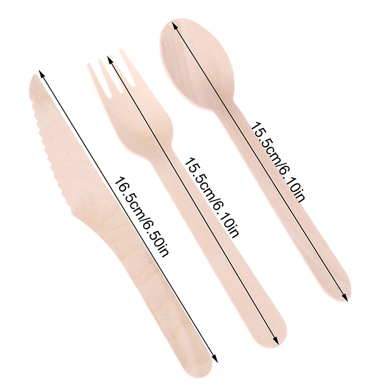 Juego de cubiertos desechables de madera para el hogar, vajilla de decoración para fiesta, postre, cucharas, cuchillos, tenedores, suministros para boda y cumpleaños, 216 piezas