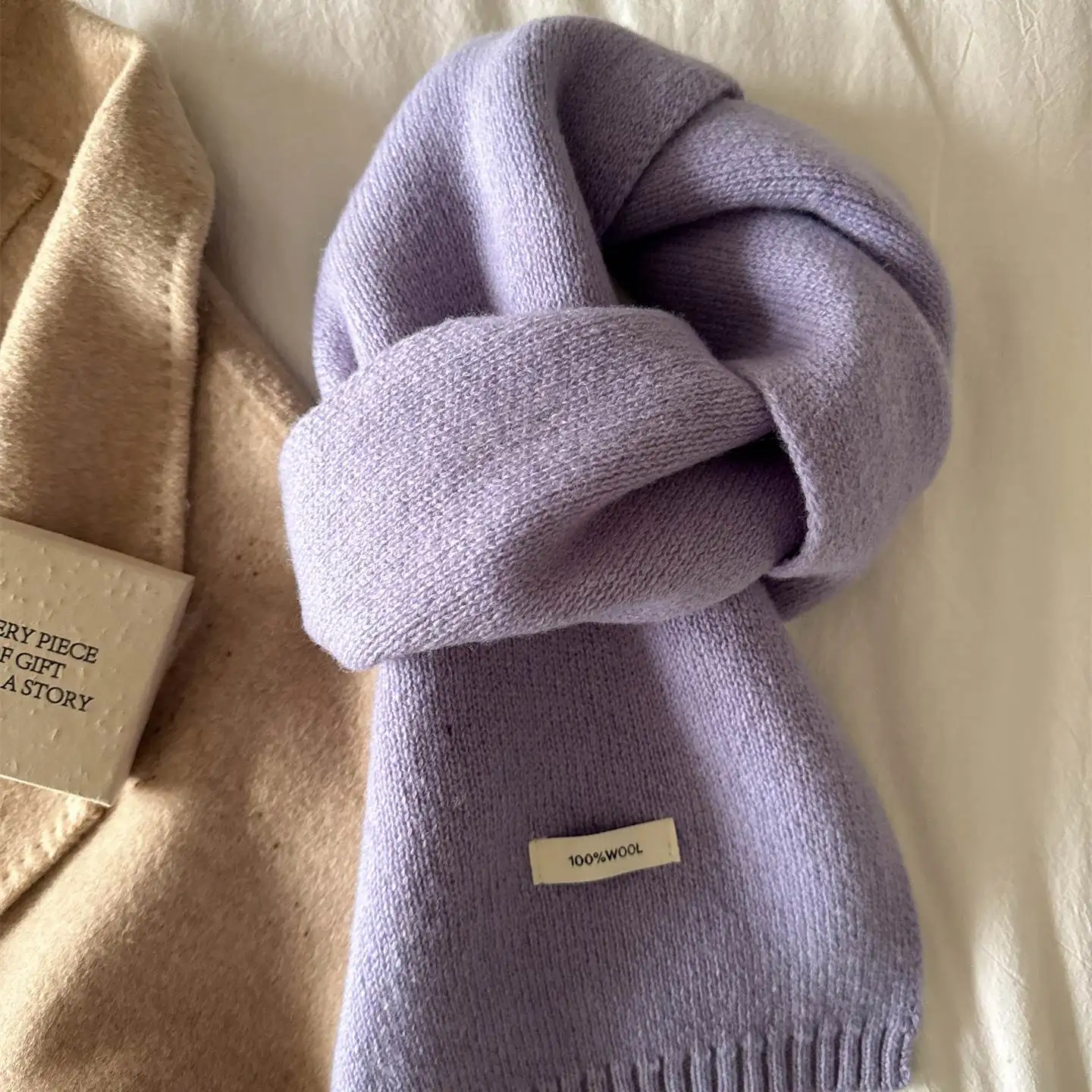 Cachecol Pequeno em Roxo Claro para Mulheres, Tricotado, Versátil, Quente, Multi-Funcional, em Forma Triangular