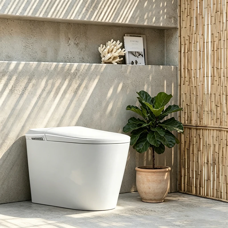 Modern Floor Mounted Smart Toilet Intelligent Ceramic Bidet Toilet with Heated Seat and Foot Sensor Flush