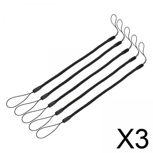 

3x 5 Pieces Tether Lanyard for Touch Pens Spring Rope Anti Lose for Handwriting Pen Stretch Spring Cord Black Coil Spring Straps