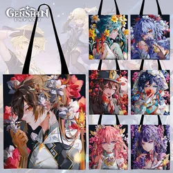 Genshin Impact Canvas Tote Bag Flower Version Sumeru Venti Cyno Dehya Wanderer Kazuha Alhaitham Baal Shopping Handbag