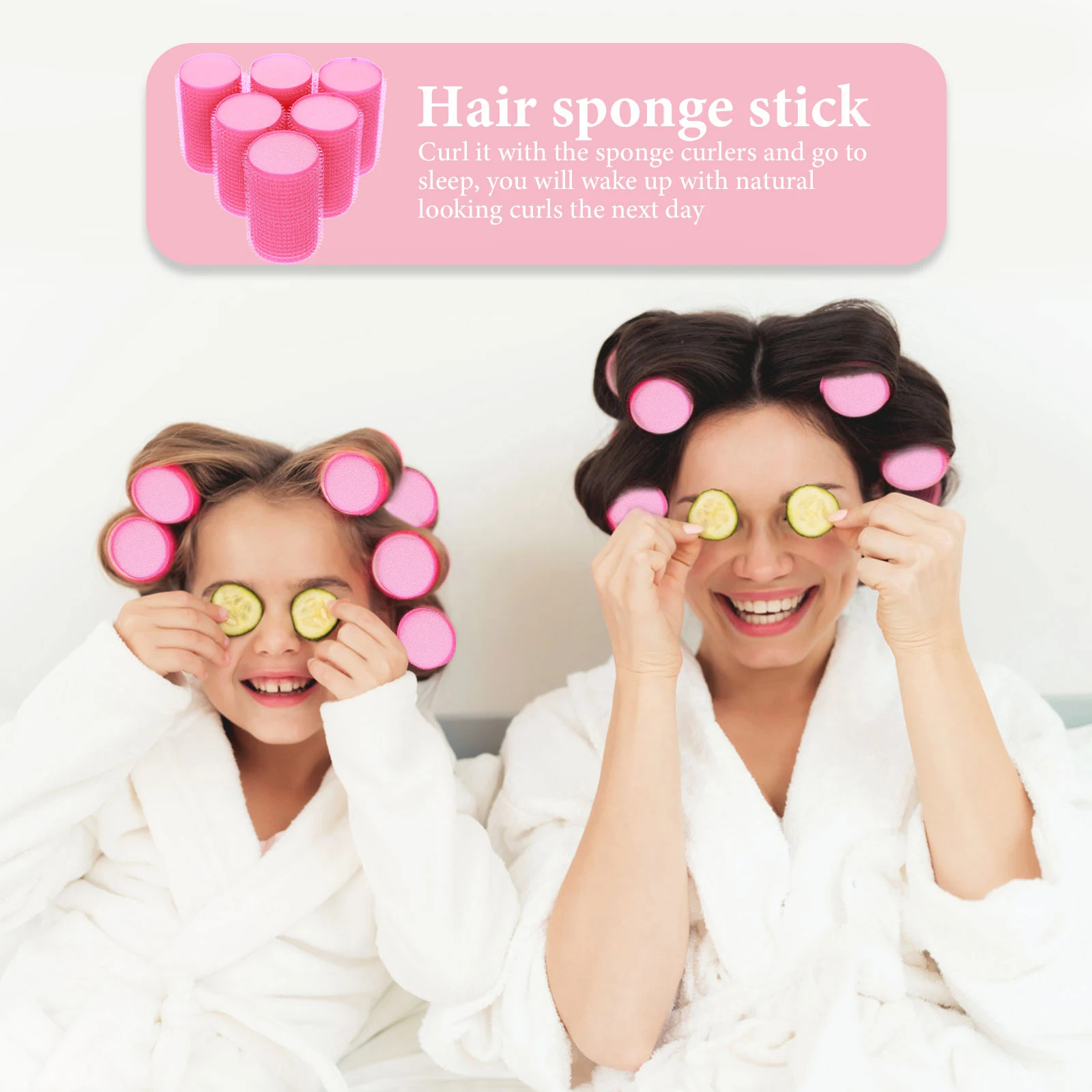 

12 Pcs Curlers for Women Self-adhesive Sponge Rollers Long Hair Heel Soft Rosy Stick Miss