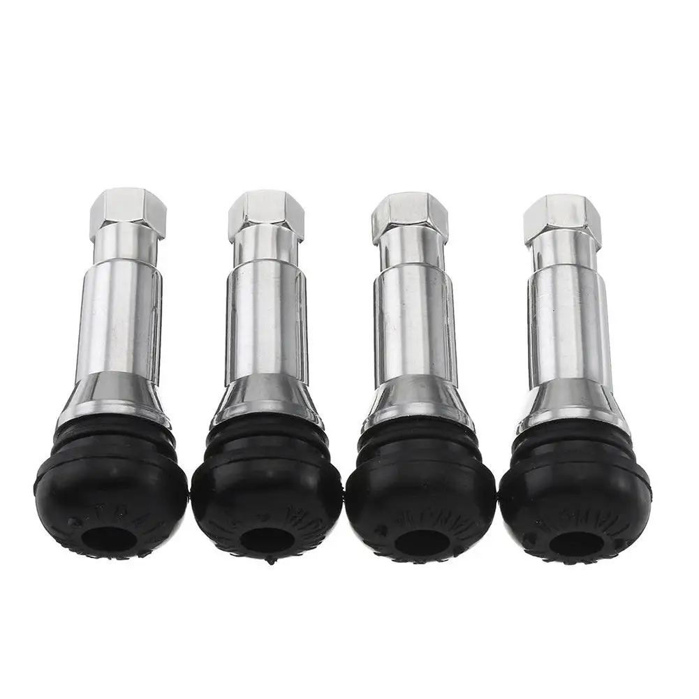 4Pcs TR414 Chrome Aluminium Tubeless Tyre Valve Stem Cap Snap In Wheel Tire Valve Core Stems Rubber Dustproof Cover