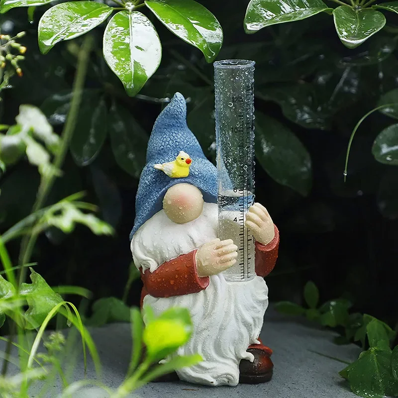 New Cute Test Tube Rain Gauge Dwarf Garden Design Decoration Resin Crafts Garden Ornament Design Outdoor Desktop Ornament Gift