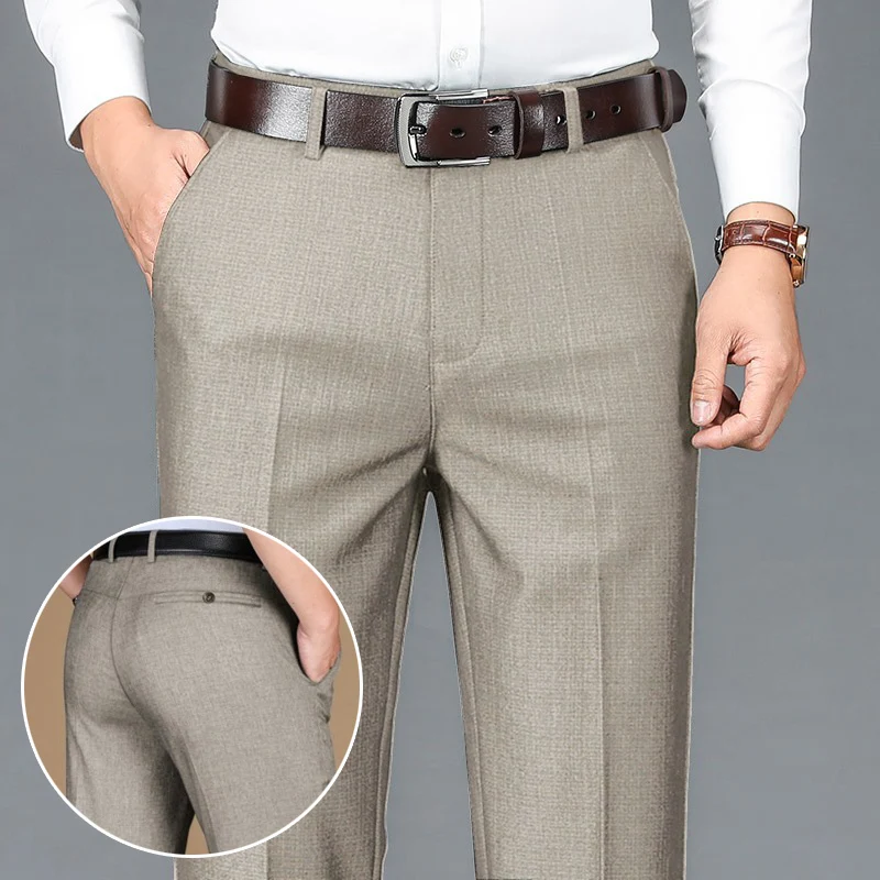 New Men\'s Classic Straight Leg Business Suit Pants Solid Formal Occasion Office Pants Male High Quality Baggy Trousers Plus Size