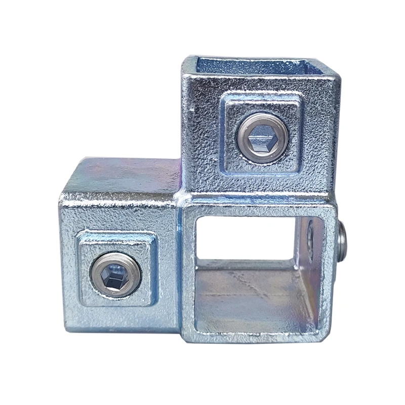 Imagem -02 - Encaixes Galvanizados do Tubo do Ferro Conector Quadrado da Tubulação Corrimão Faça Você Mesmo Solda-livre Junção do t Base 40*40 mm