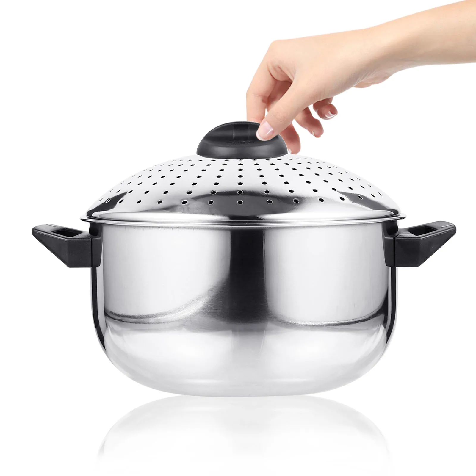 

Stainless Steel Noodles Cooking Pot Lightweight Non-Stick Pot Suitable for Soup Porridge and Noodles with Buckle Lid