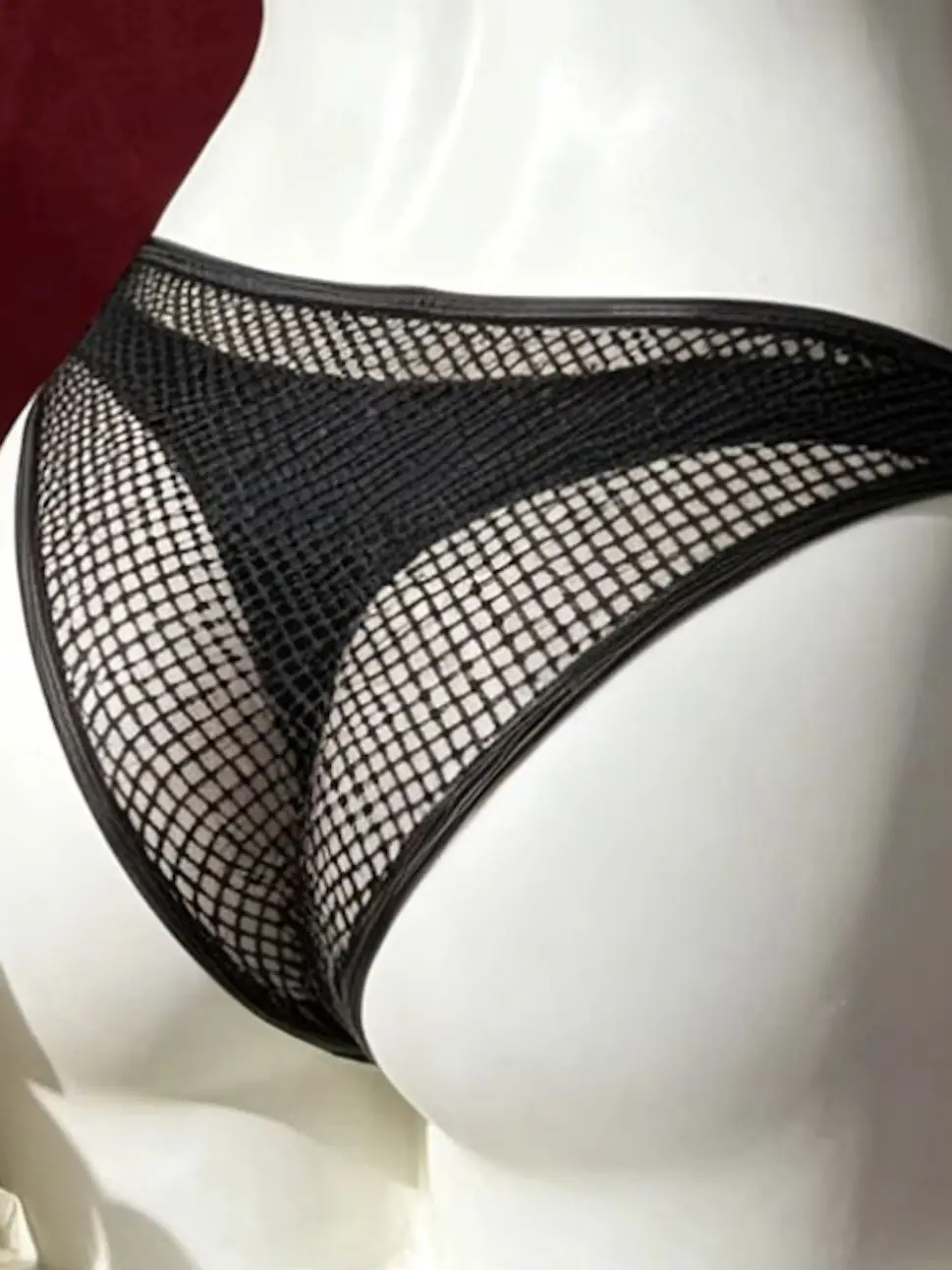 【 Fragments.SPECIAL LINK:THE MASCOT'SLITTLE GIFT.】 Chic Black Studded Halter Bodysuit with Fishnet Mesh and Faux Leather - view 6