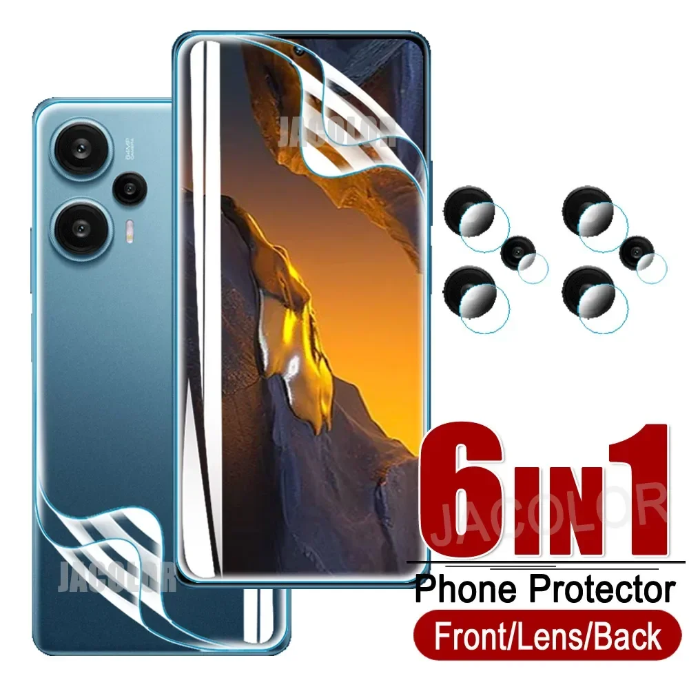 6in1 Safety Hydrogel Film For Xiaomi Poco F5 Pro F4 5G F3 GT Camera Lens Poca Paco F 5 4 3 5Pro 4GT 3GT 5 G Gel Screen Protetor