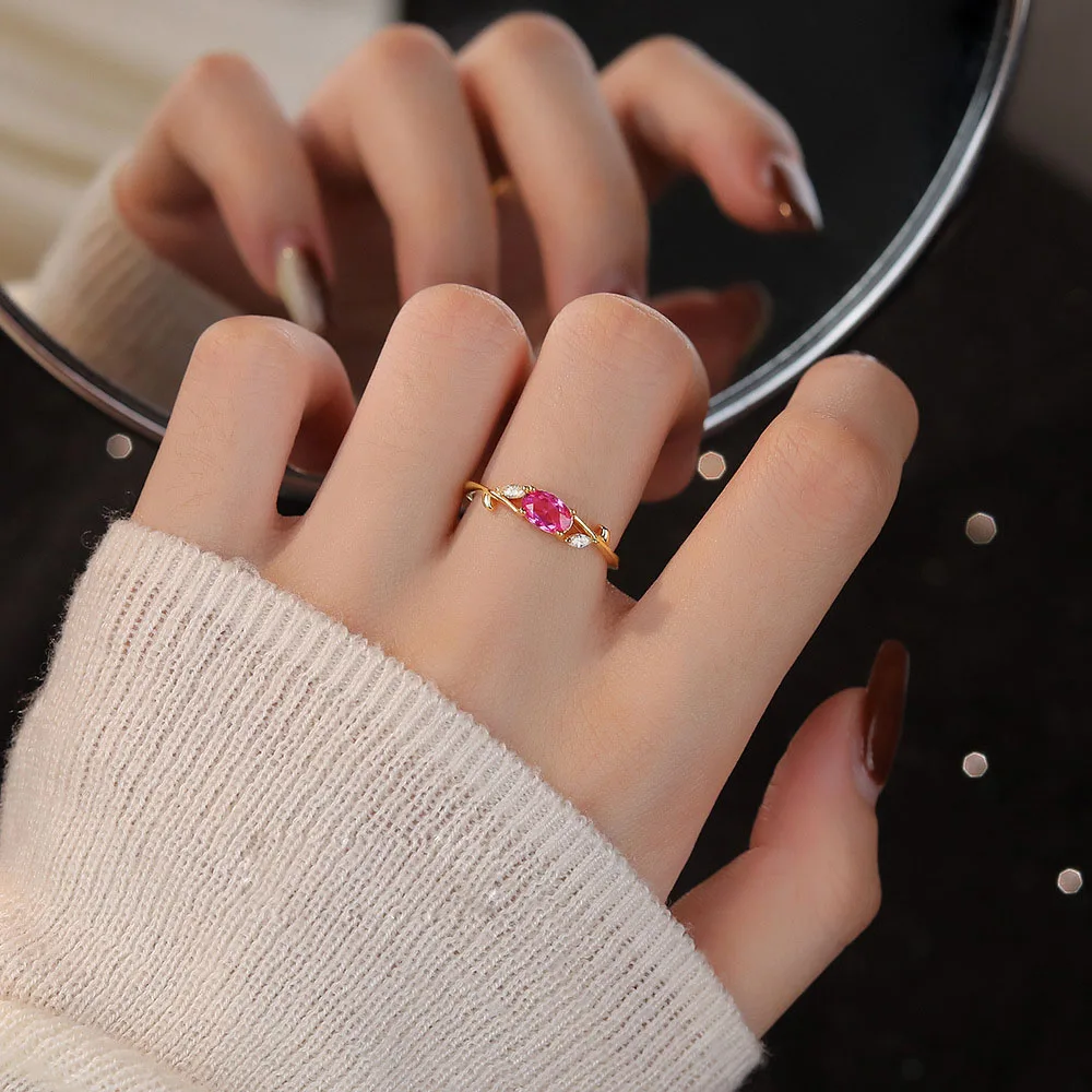 

Geninue S925 стерлингового серебра роза циркон листва кольца ювелирные изделия для женщин девочек кольца из стерлингового серебра ювелирные изделия подарок