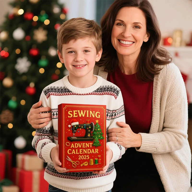 Calendario dell'Avvento da cucito 2025, scatola a sorpresa per il conto alla rovescia di Natale di 24 giorni, decorazione festiva da appendere in acrilico 2D