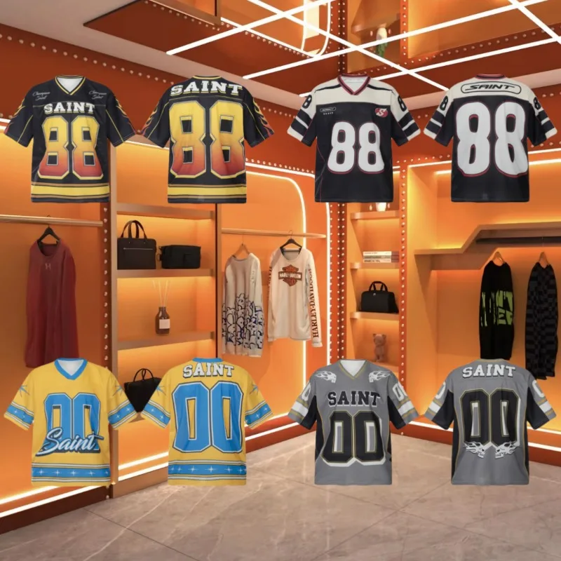 

Saint Michael American Star with The Same Quick-drying High Street Hip-hop Football Jersey Short-sleeved T-shirt Basketball