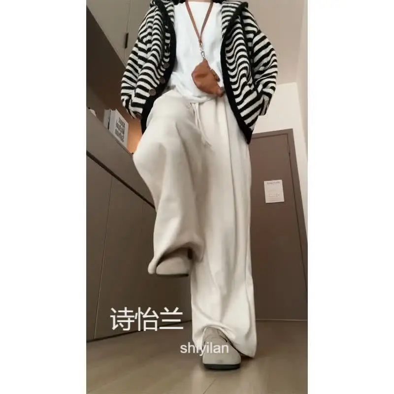 Elegant Beige Rice Textured High-Waist Relaxed Fit Slimming Straight Leg Pants