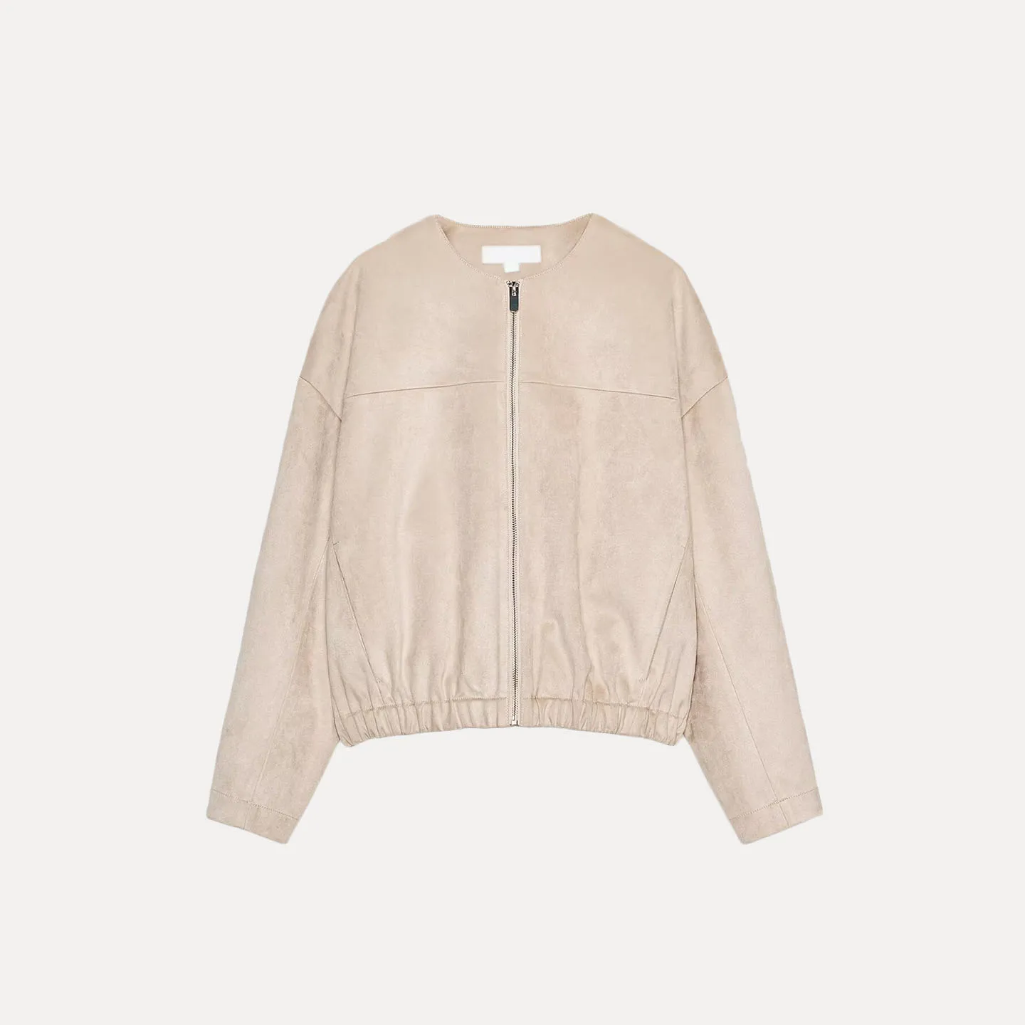 여성 캐주얼 스타일 스탠다드 핏 자켓 가을 2025 안티퍼 가죽 효과 코트 긴 소매 라운드 넥 지퍼 클로저