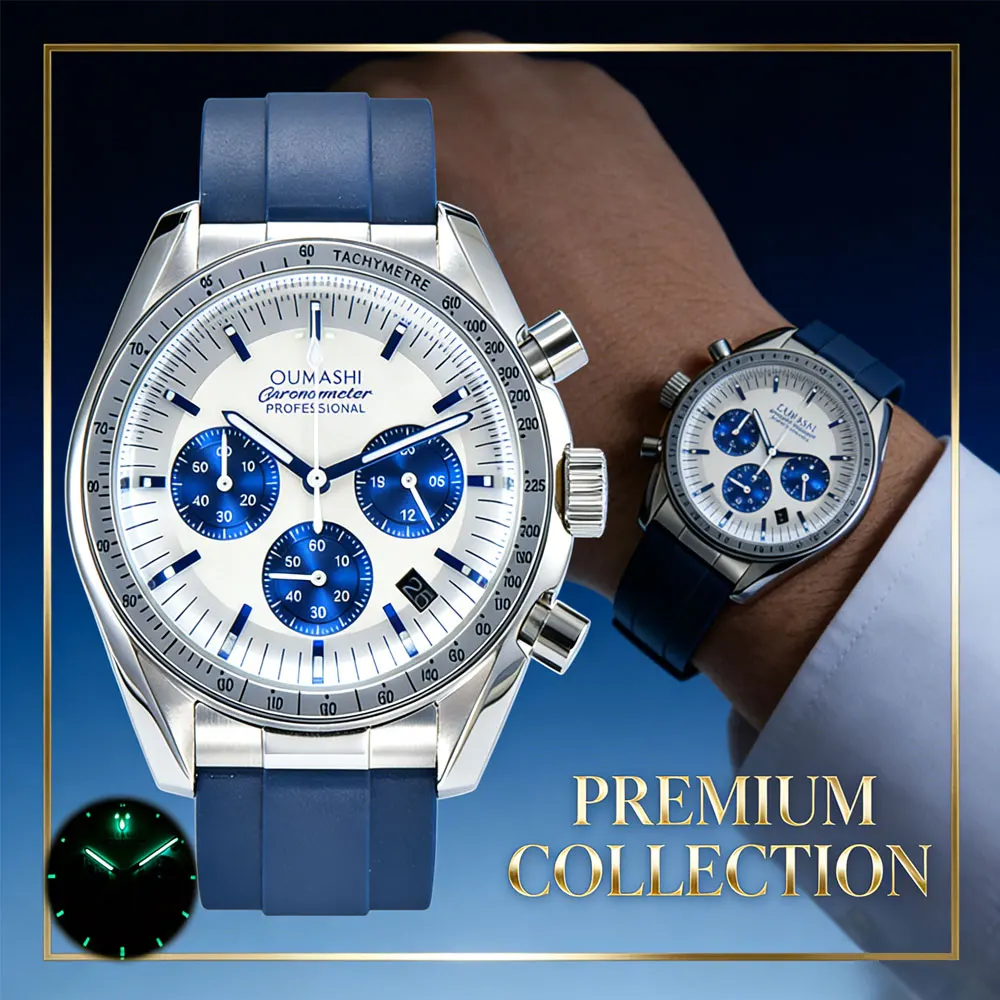 Orologio da 41 mm in argento VK63 movimento cronografo vetro zaffiro orologio impermeabile da uomo d'affari personalizzato