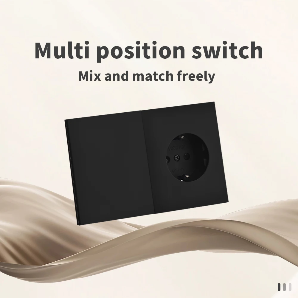 ปุ่มสีดําสวิตช์ไฟฝังซ็อกเก็ตผิวรู้สึกสีแบบบูรณาการแผงผนังซ็อกเก็ต DIY ผสมฝังสี