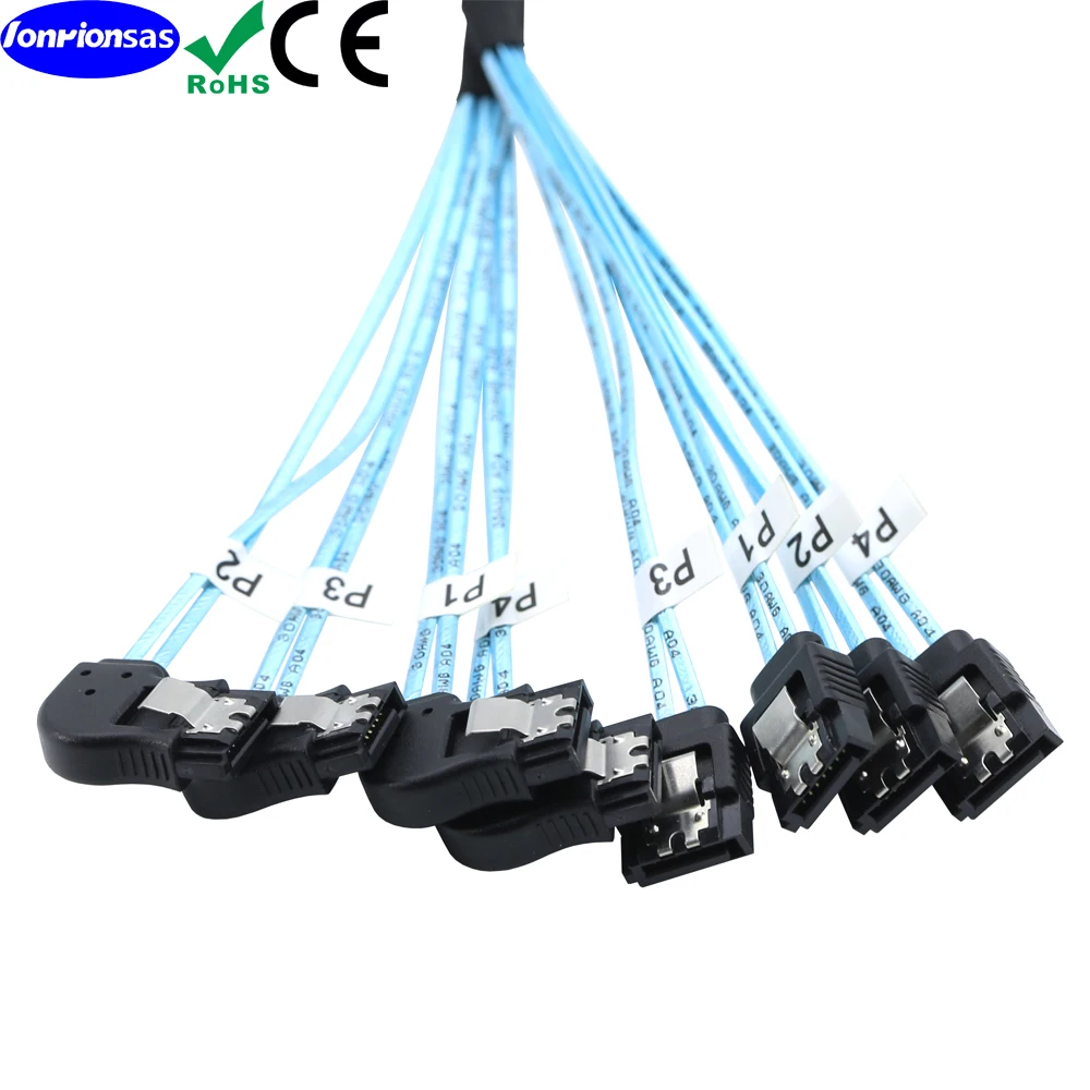 SATA 180 degree 7Pin female 4Pcs/Set-12Gbps-SATA  Left-Angle bend Cable Replacement for Bitcoin Computer-Server CD DVD Drives